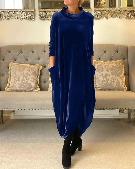 Martha - Comfortable Velvet Design with Pockets Woman's Dress