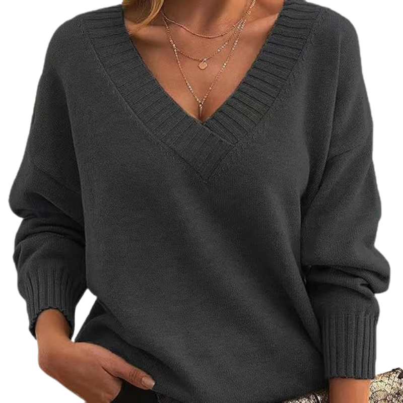 Jemima - Elegant Soft Touch Woman's V-Neck Cashmere Sweater