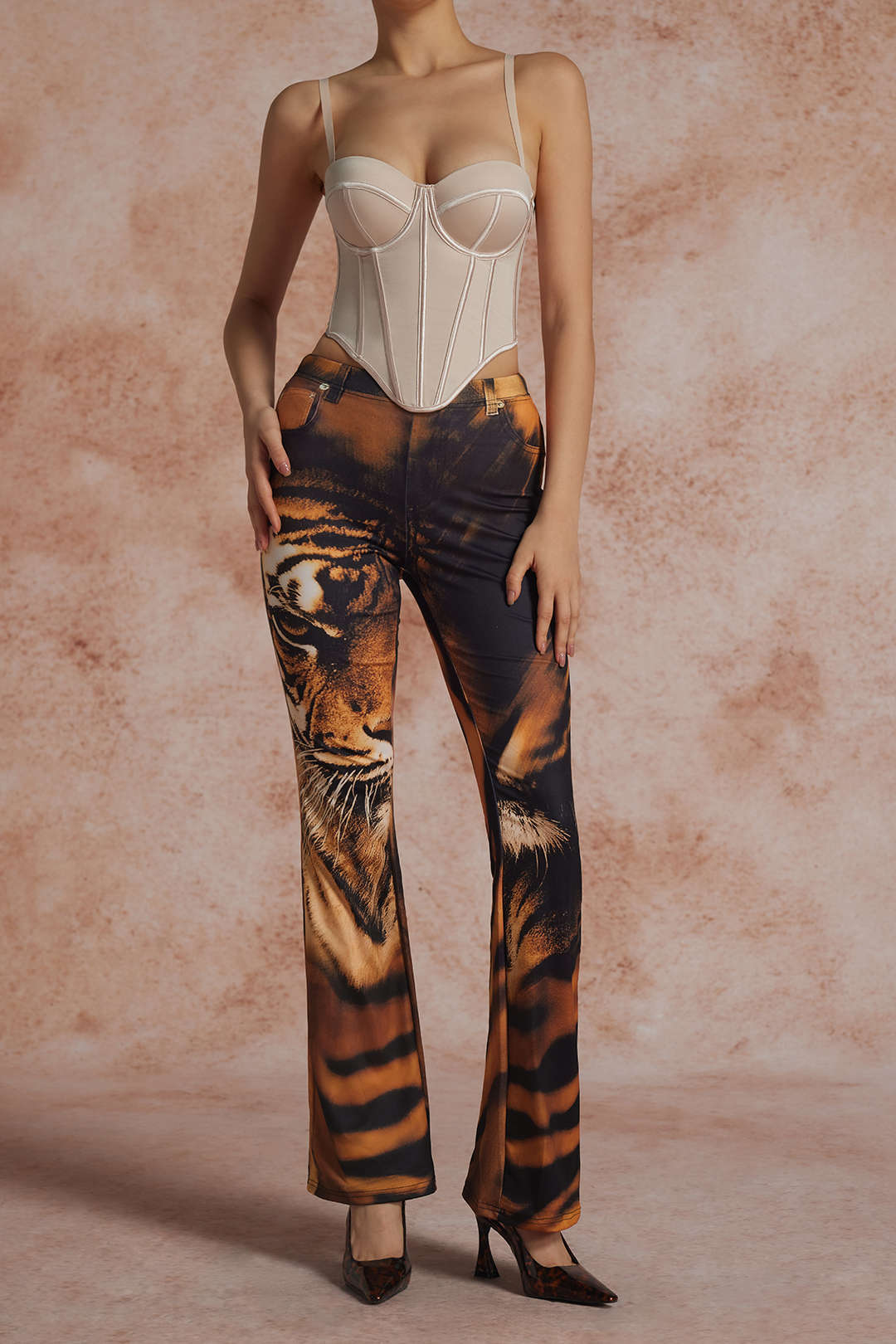 Tiger Print High Waist Trousers Dreamardi
