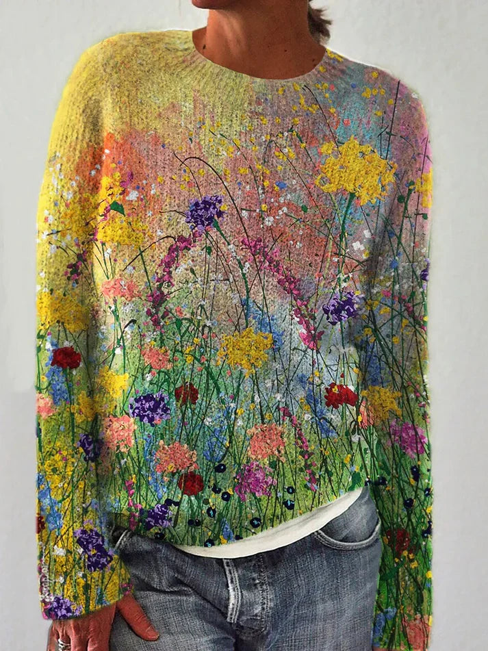 Hayley - Elegant Blooming Artistry Woman's Sweater