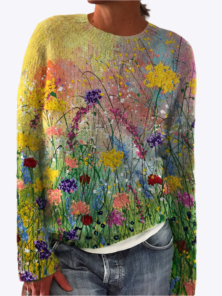 Hayley - Elegant Blooming Artistry Woman's Sweater