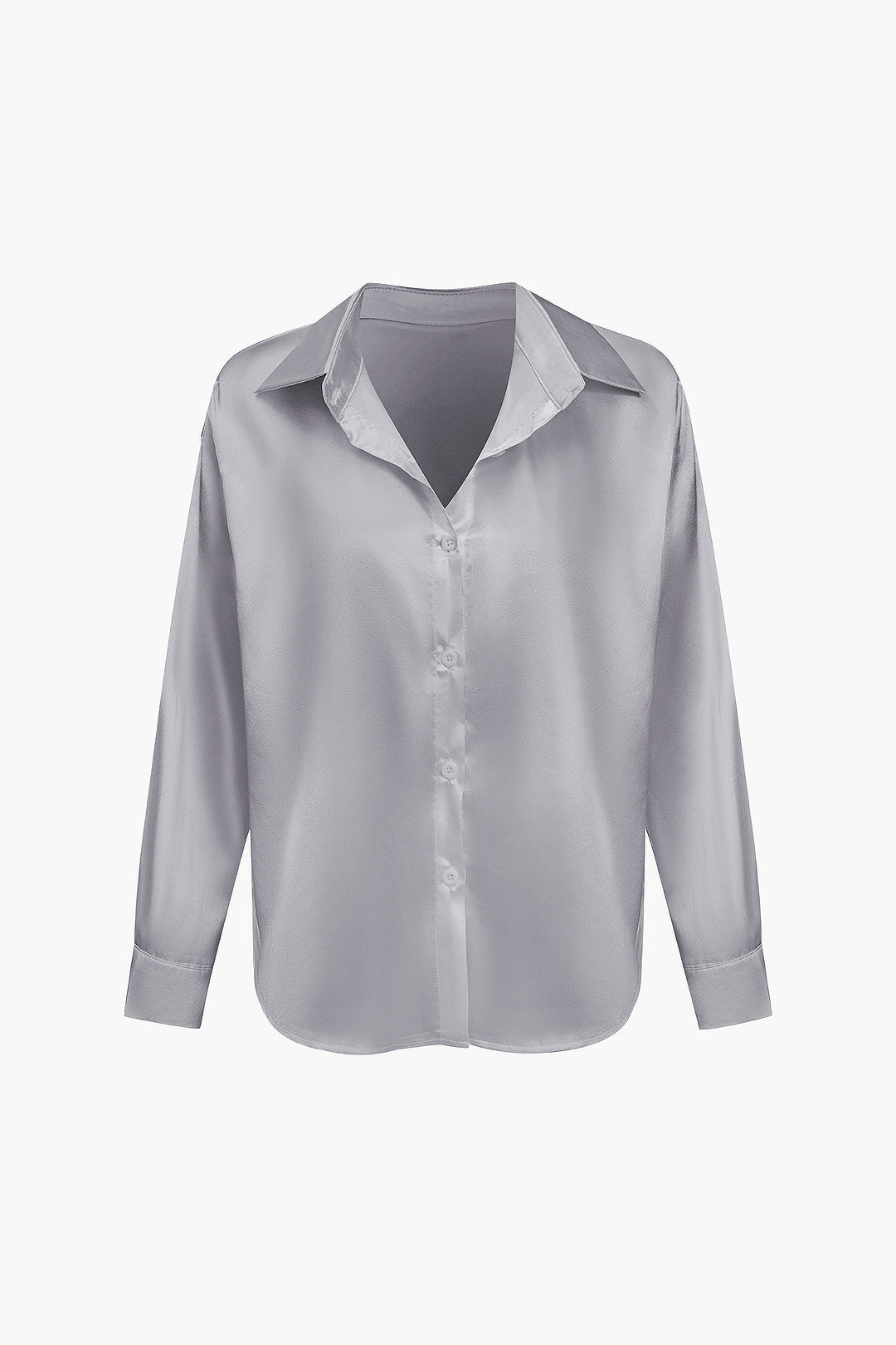 Basic Solid Satin Long-Sleeve Shirt Dreamardi