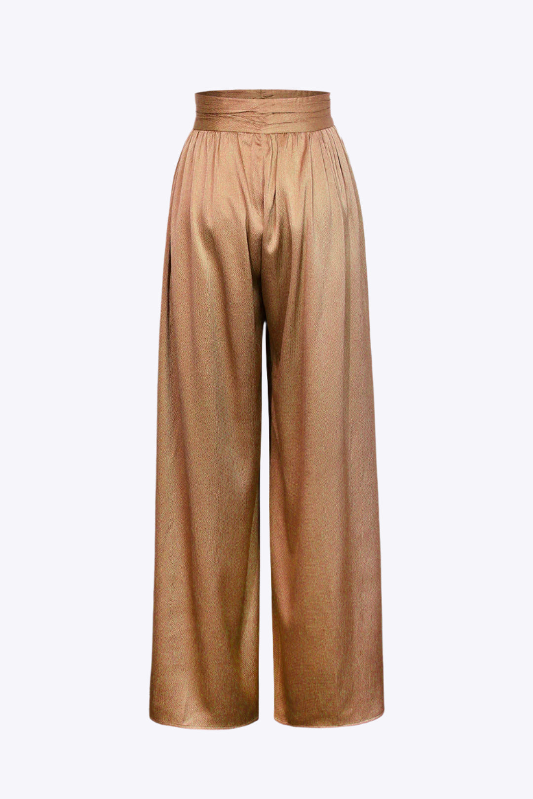 Basic Heavy Satin High Waisted Wide Leg Pants Dreamardi