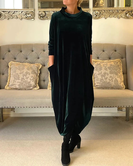 Martha - Comfortable Velvet Design with Pockets Woman's Dress