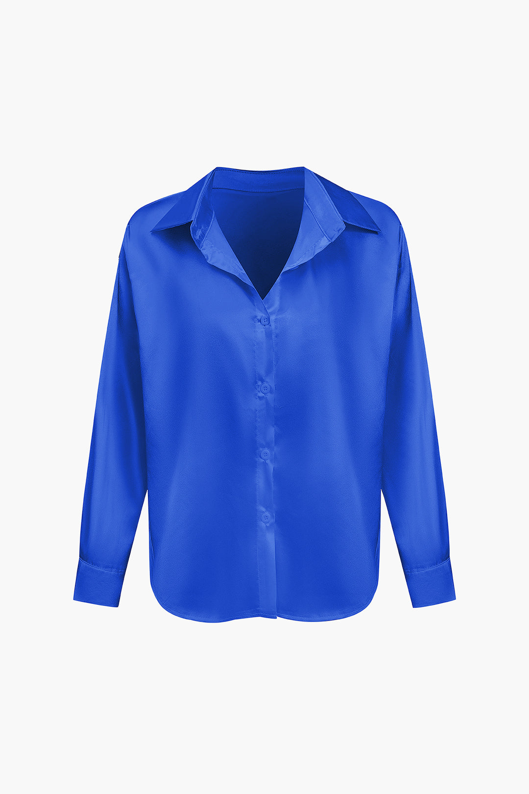 Basic Solid Satin Long-Sleeve Shirt Dreamardi