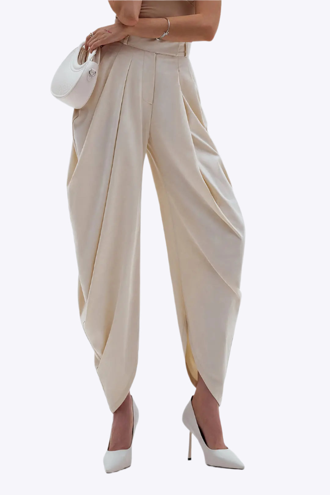 Ruched Solid Trousers Dreamardi