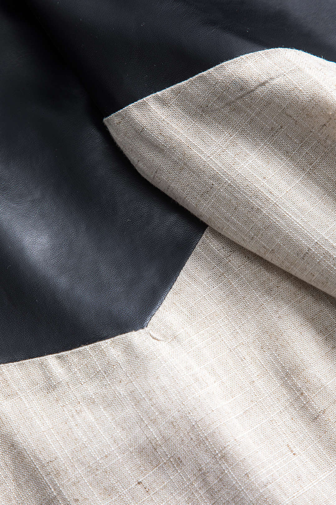 Faux Leather Linen High Waist Patchwork Trousers Dreamardi