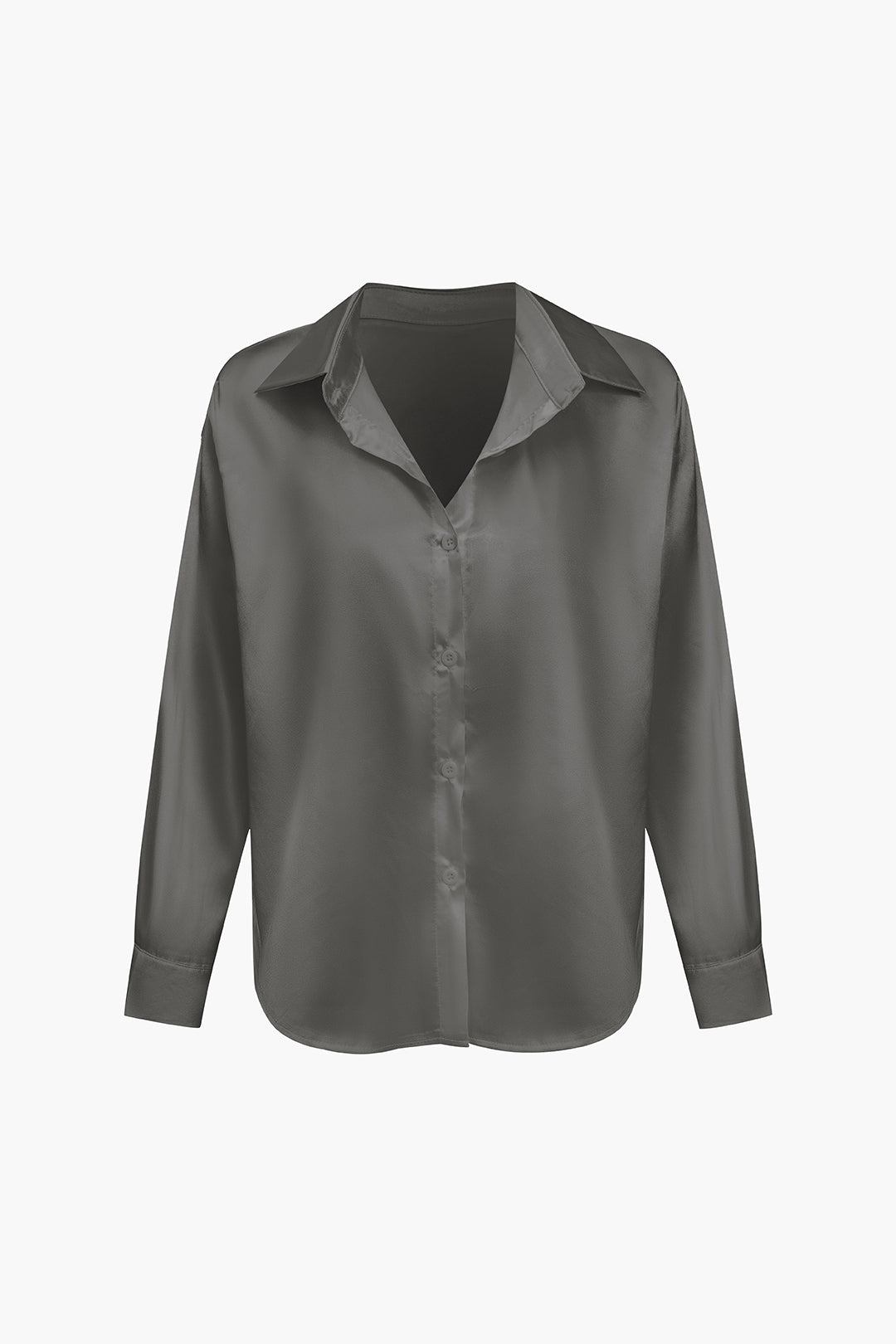 Basic Solid Satin Long-Sleeve Shirt Dreamardi