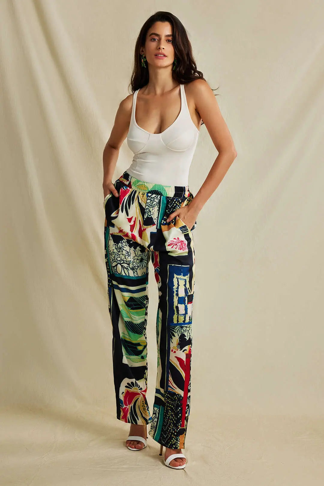 Floral Print High Waisted Straight Leg Pants Dreamardi
