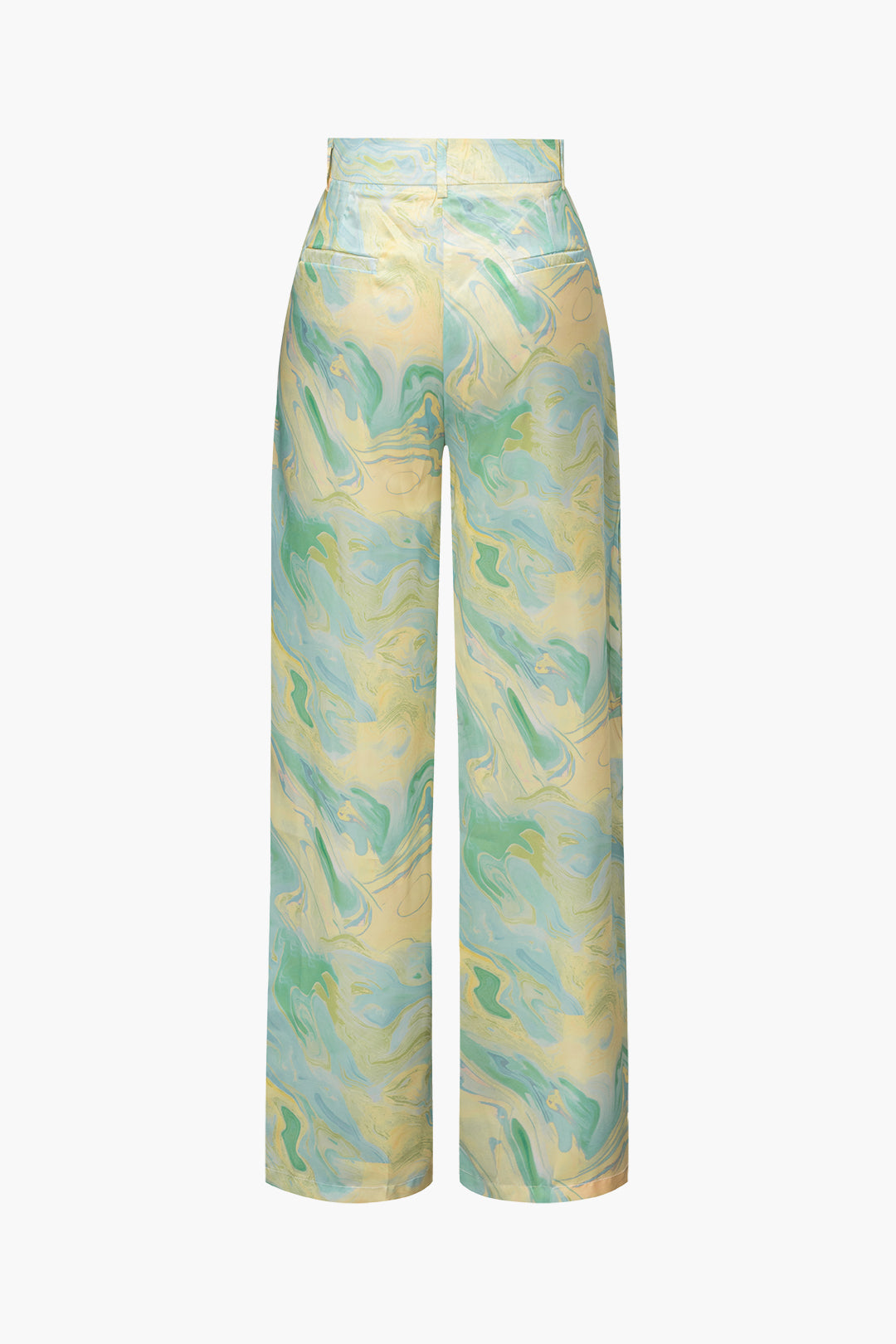 Marble Print High Waisted Full-length Straight Leg Pants Dreamardi
