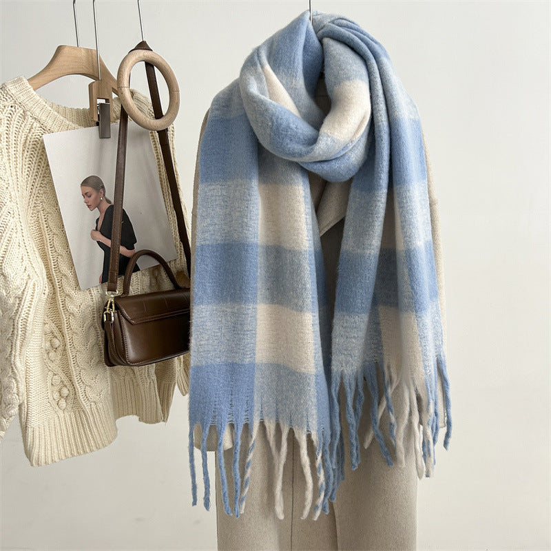 New Mohair Plaid Scarf For Women Dreamardi