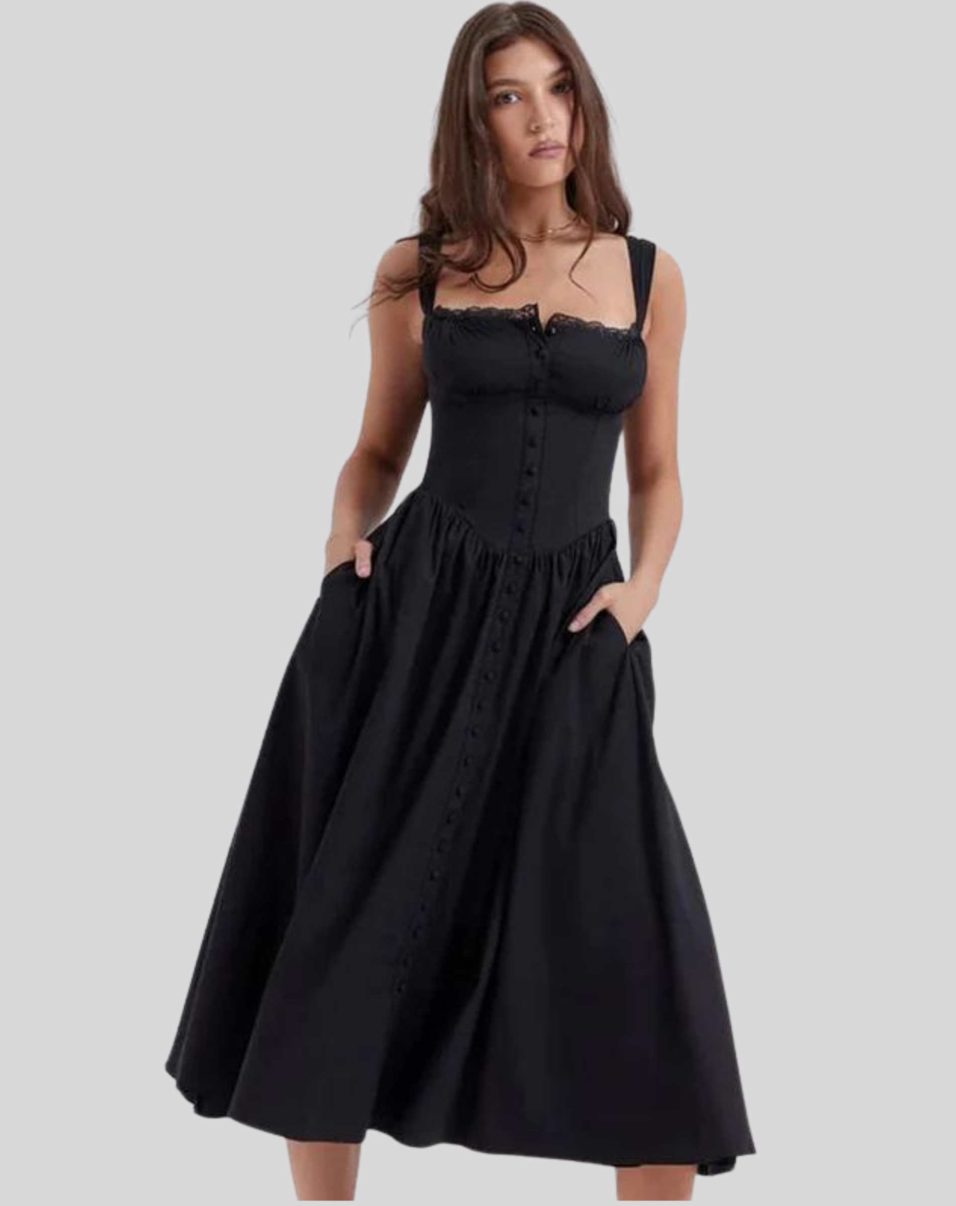 Natalie - Timeless Waist Cinched Style Woman's Midi Dress