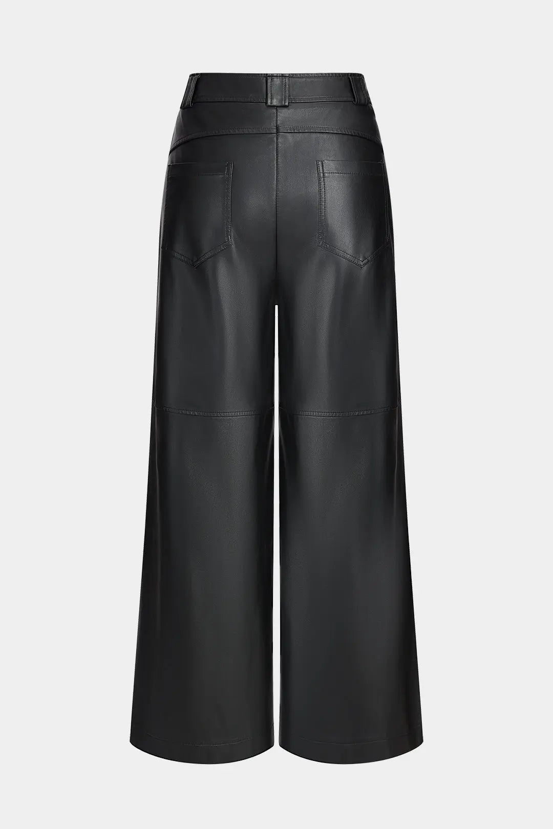 Faux Leather Button Pocket Wide Leg Trousers Dreamardi