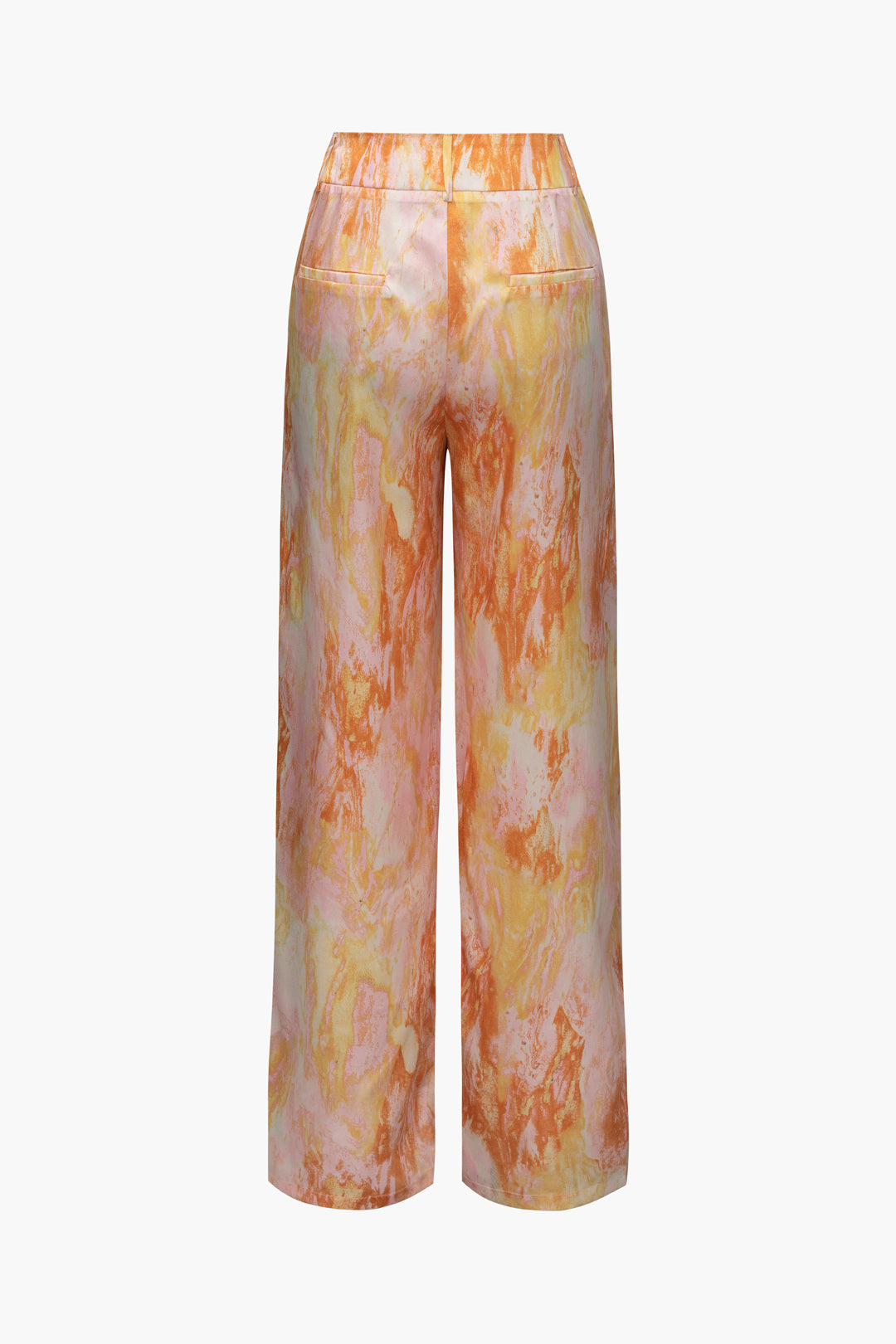 Marble Print High Waisted Full-length Straight Leg Pants Dreamardi