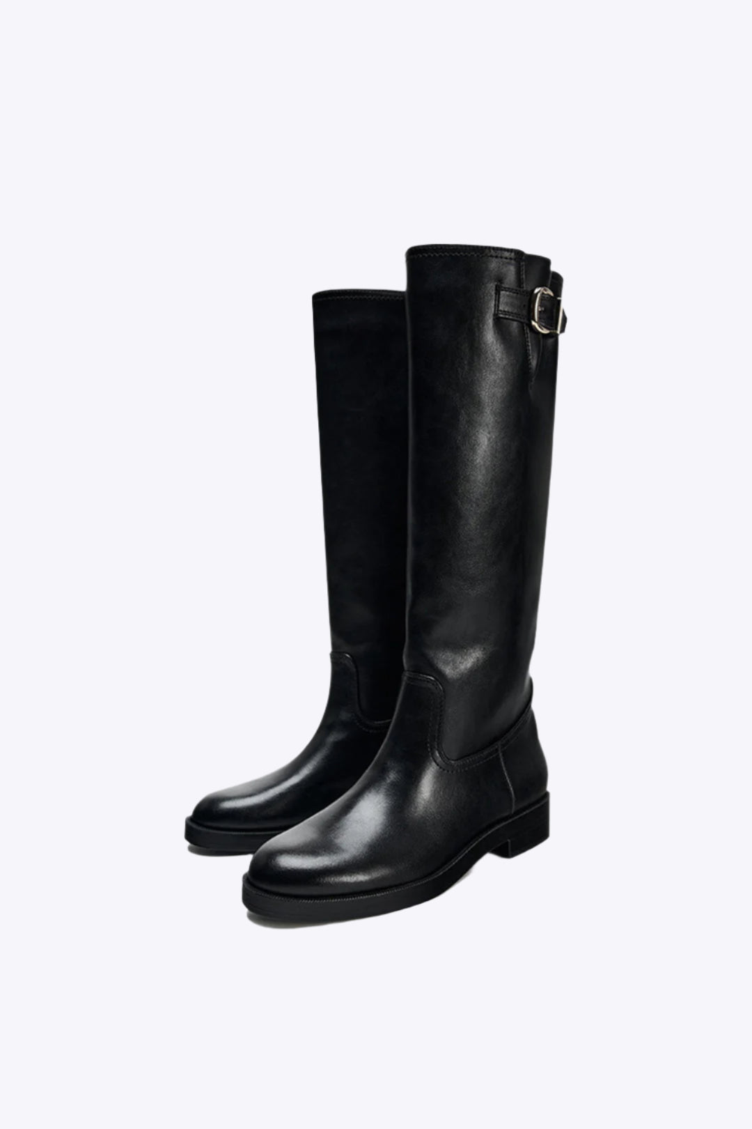 Faux Leather Chunky Heel Round Toe Mid Calf Boots Dreamardi