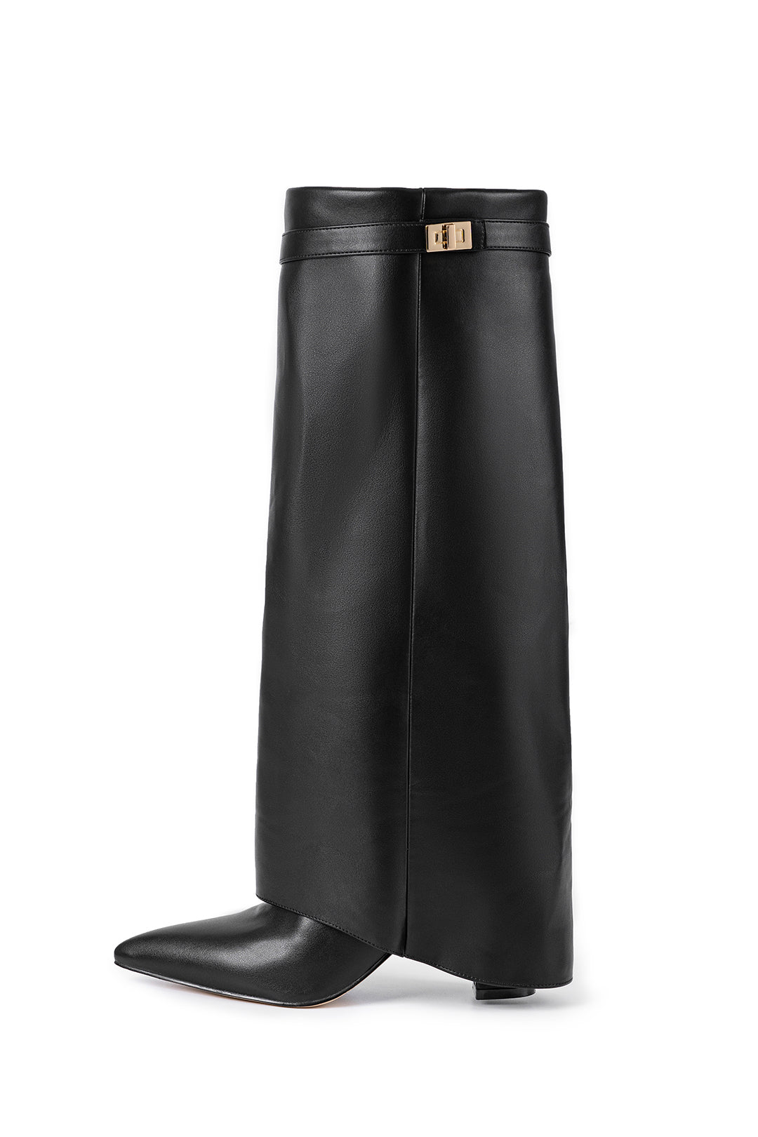 Metal Buckle Pointed Knee High Boots Dreamardi