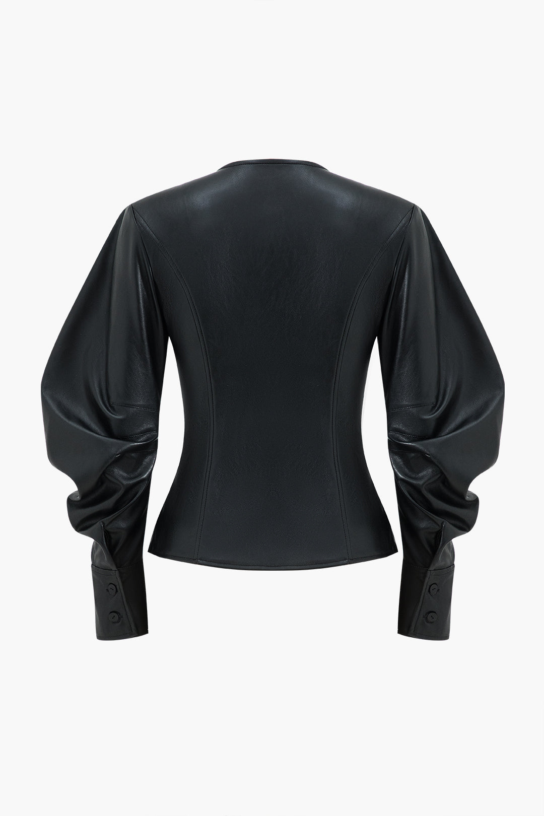Faux Leather Metallic Button Jacket Dreamardi