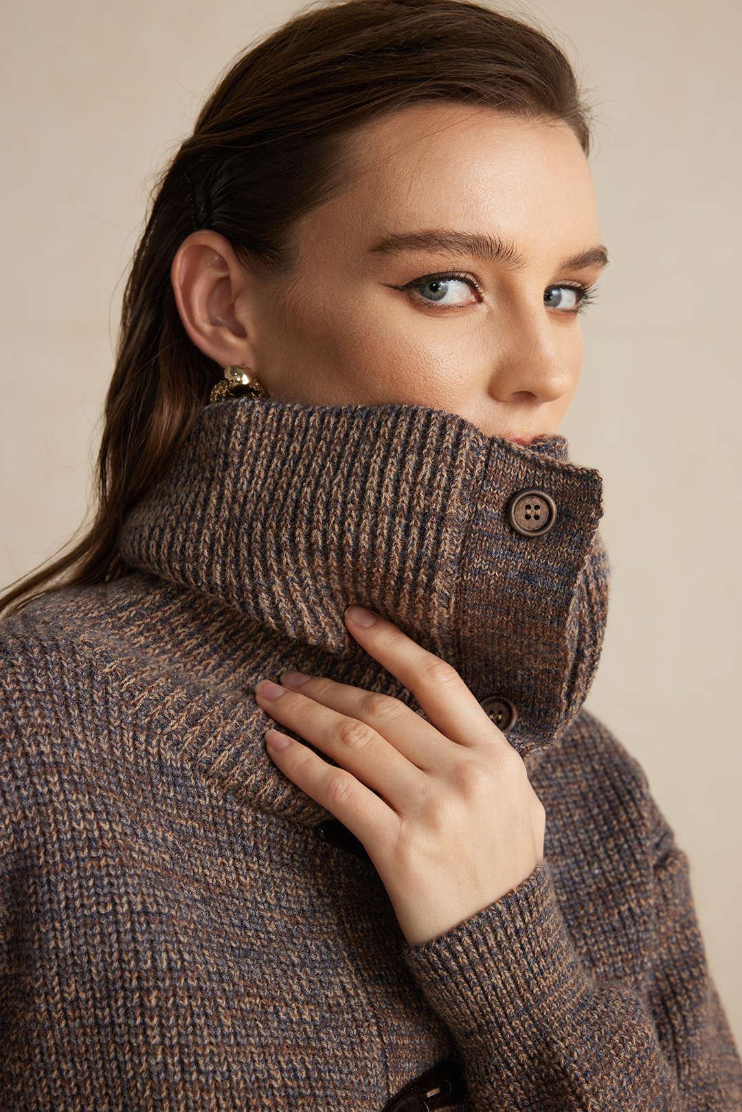 Knit Button Long-Sleeve Cardigan Dreamardi