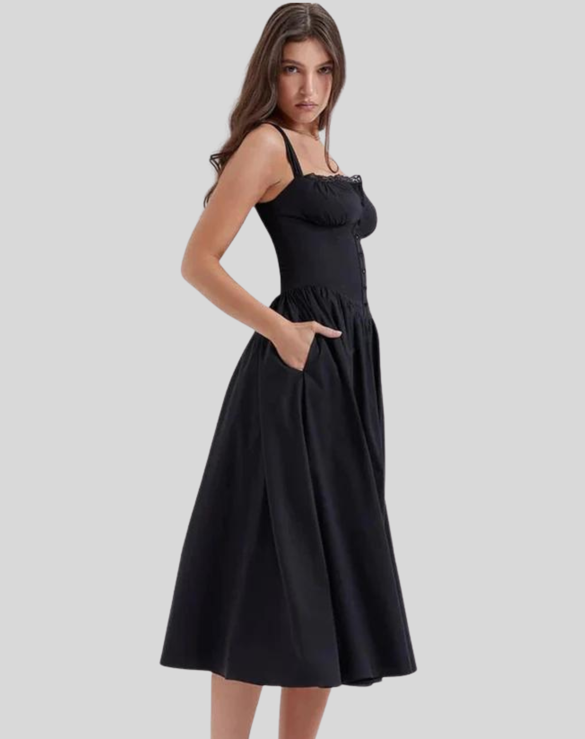 Natalie - Timeless Waist Cinched Style Woman's Midi Dress
