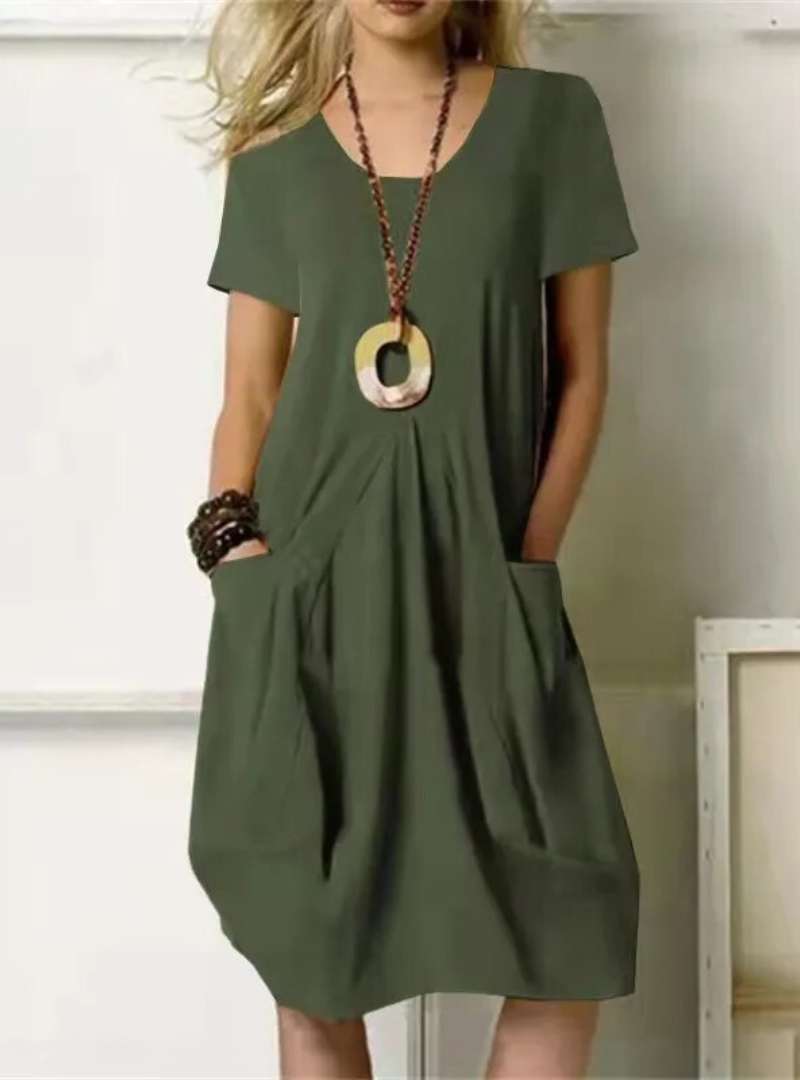 Thalassa - Relaxed Pocketed Style Woman's Midi Dress