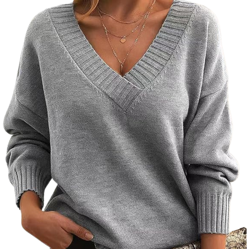 Jemima - Elegant Soft Touch Woman's V-Neck Cashmere Sweater