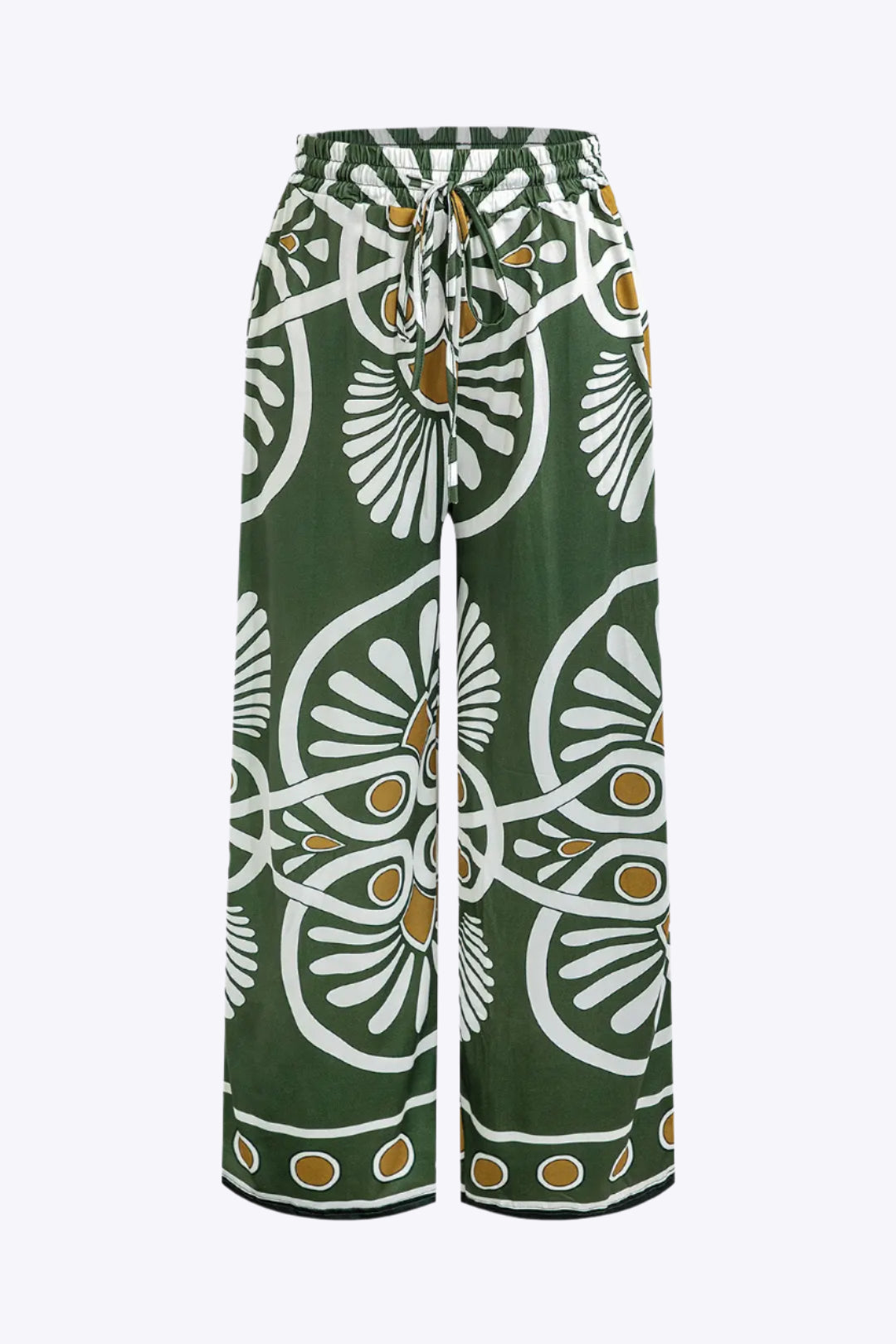 Abstract Print Drawstring Wide Leg Pants Dreamardi
