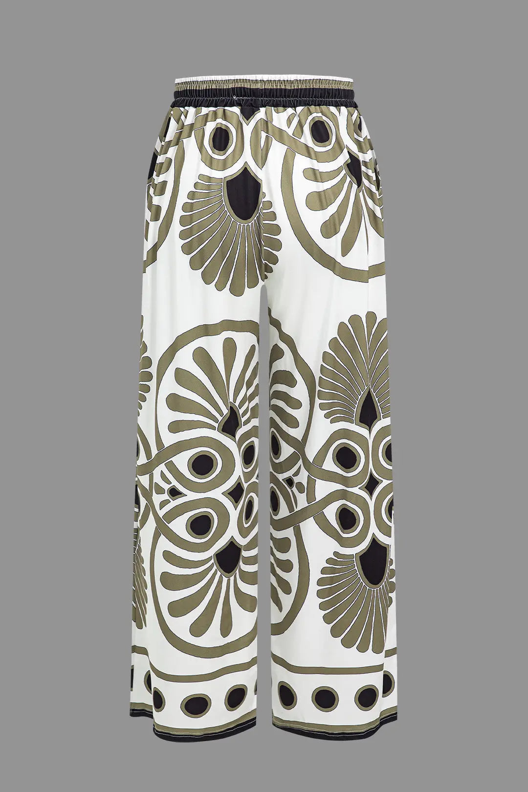 Abstract Print Drawstring Wide Leg Pants Dreamardi