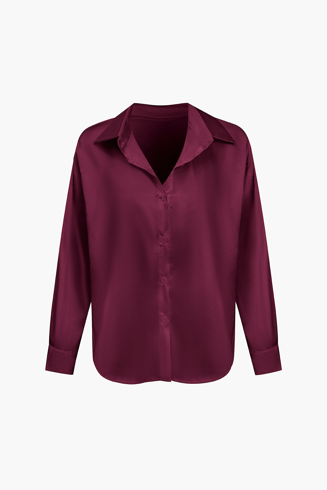 Basic Solid Satin Long-Sleeve Shirt Dreamardi