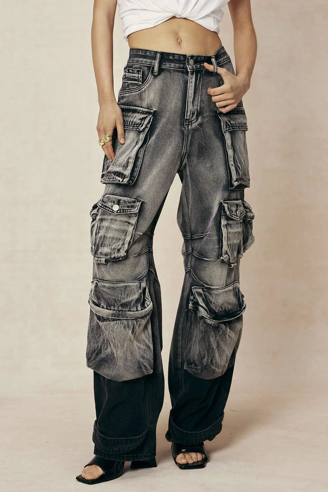 Chris - Ombre Multi Pocket Men's Wide Leg Cargo Jeans Dreamardi