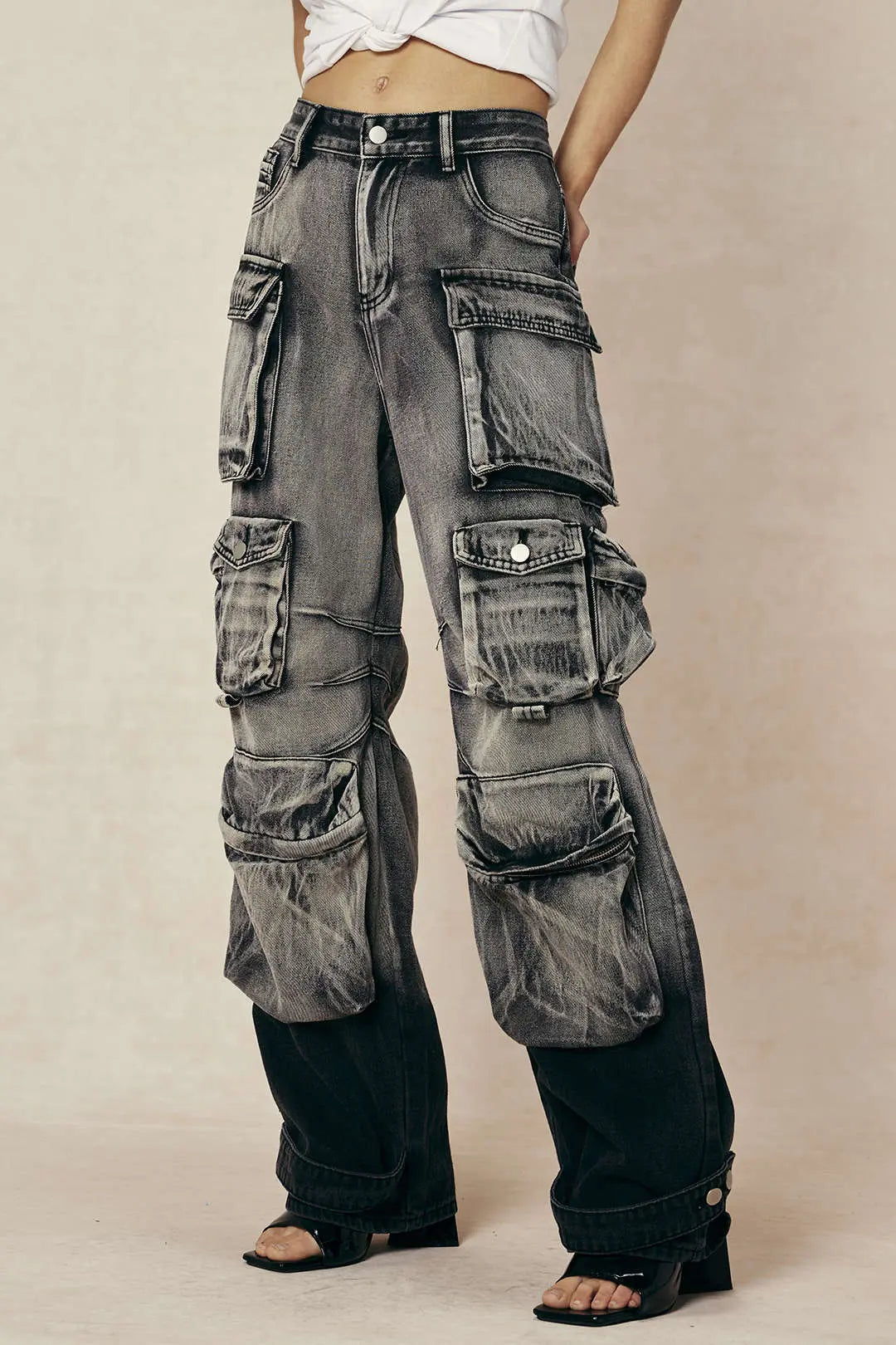 Chris - Ombre Multi Pocket Men's Wide Leg Cargo Jeans Dreamardi