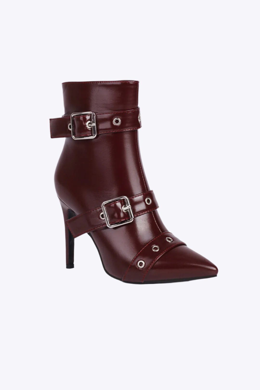 Pointed Metallic Faux Leather Ankle Boots Dreamardi