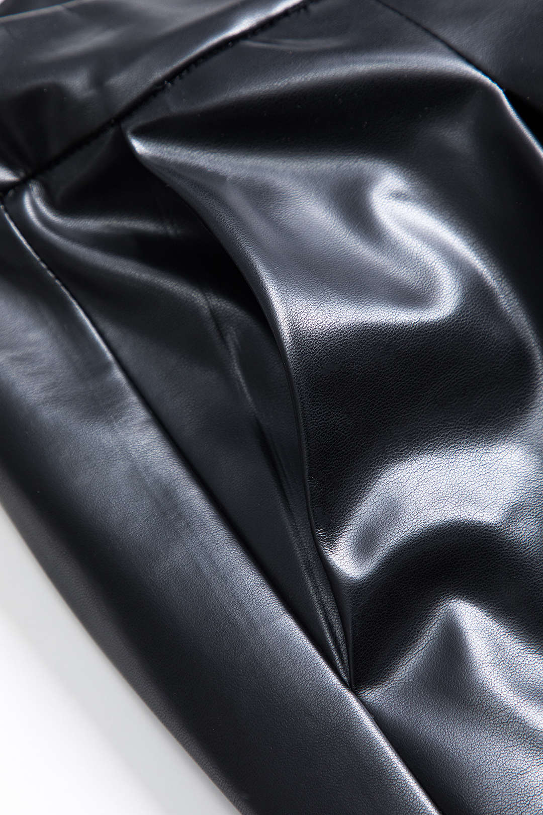 Faux Leather Linen High Waist Patchwork Trousers Dreamardi