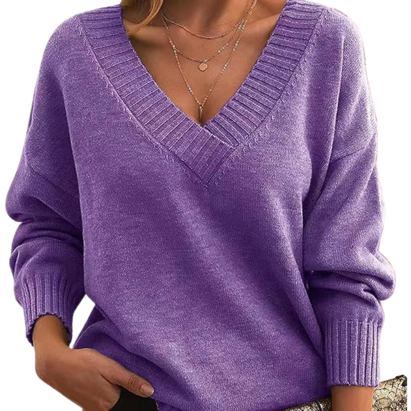 Jemima - Elegant Soft Touch Woman's V-Neck Cashmere Sweater