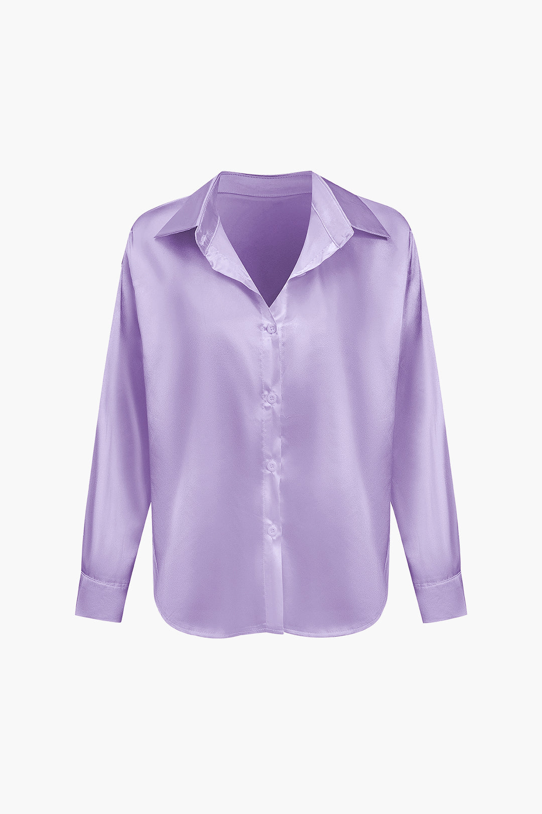 Basic Solid Satin Long-Sleeve Shirt Dreamardi
