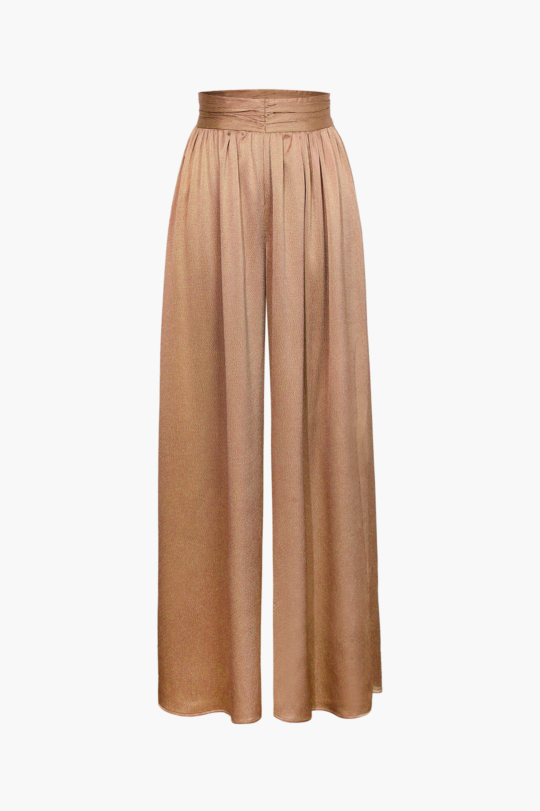 Basic Heavy Satin High Waisted Wide Leg Pants Dreamardi
