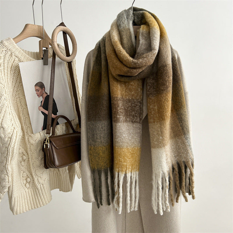 New Mohair Plaid Scarf For Women Dreamardi