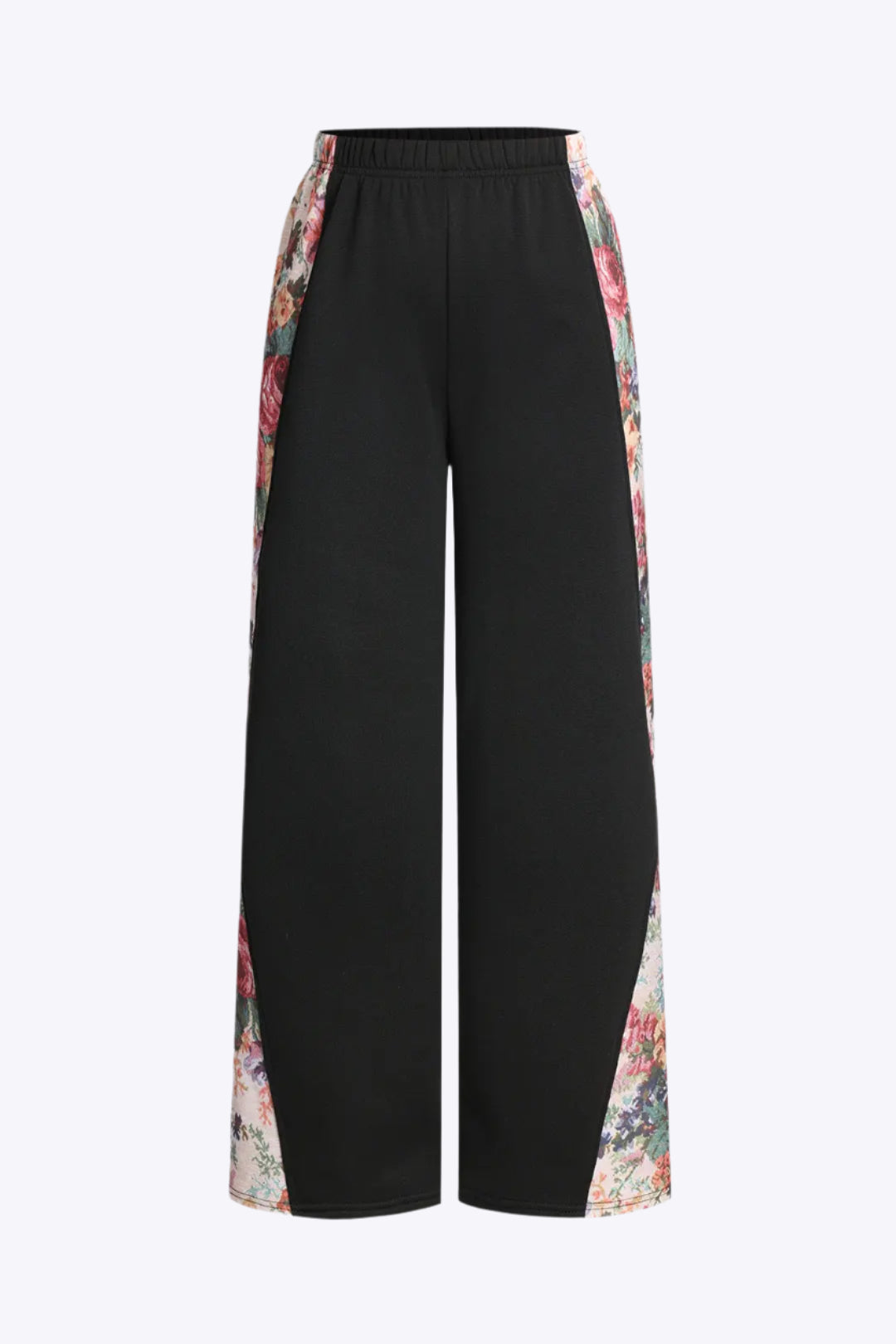 Floral Leaves Pattern Patchwork Wide Leg Trousers Dreamardi