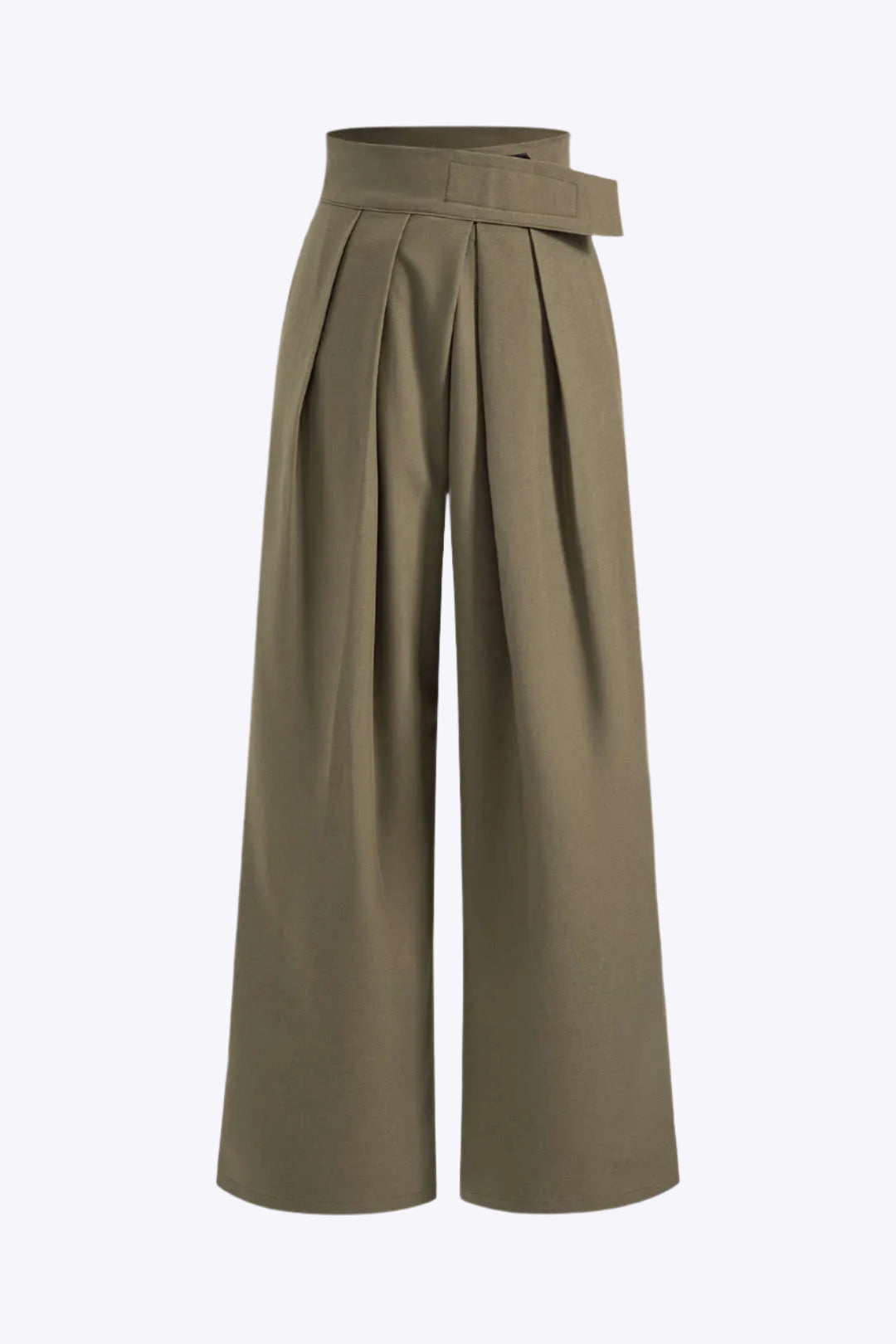 Asymmetrical Ruched Wide Leg Trousers Dreamardi