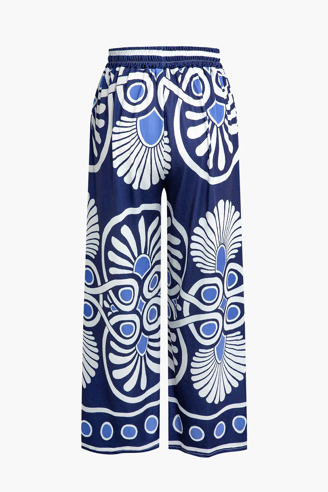 Abstract Print Drawstring Wide Leg Pants Dreamardi