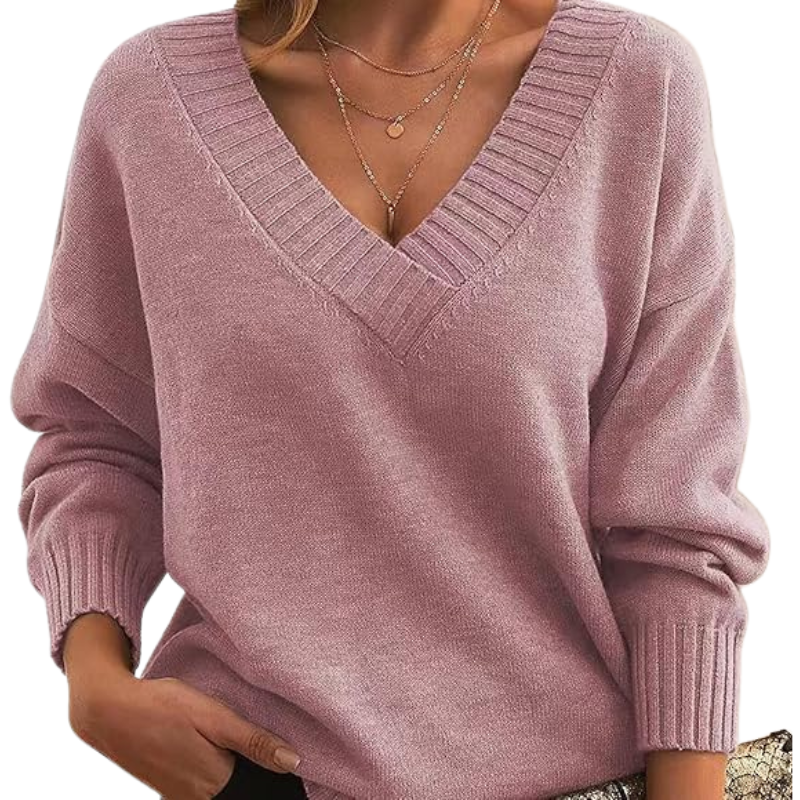 Jemima - Elegant Soft Touch Woman's V-Neck Cashmere Sweater