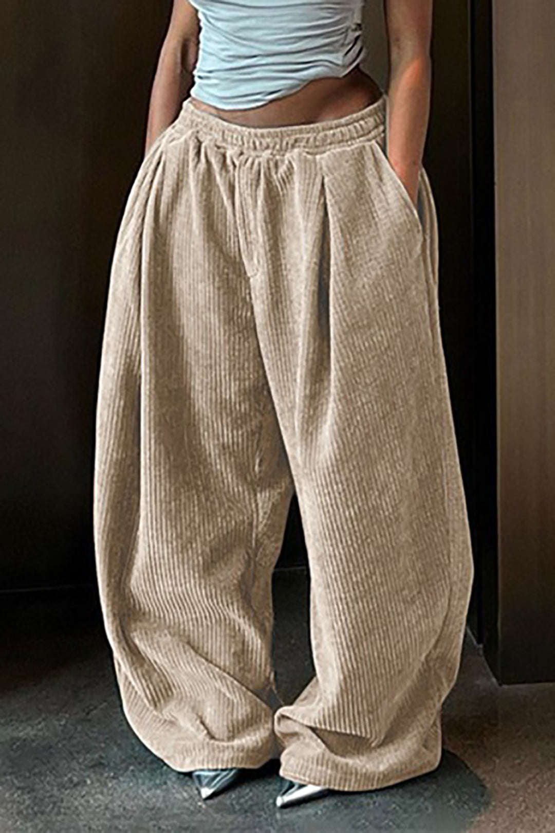Solid Pleated Wide Leg Pants Dreamardi