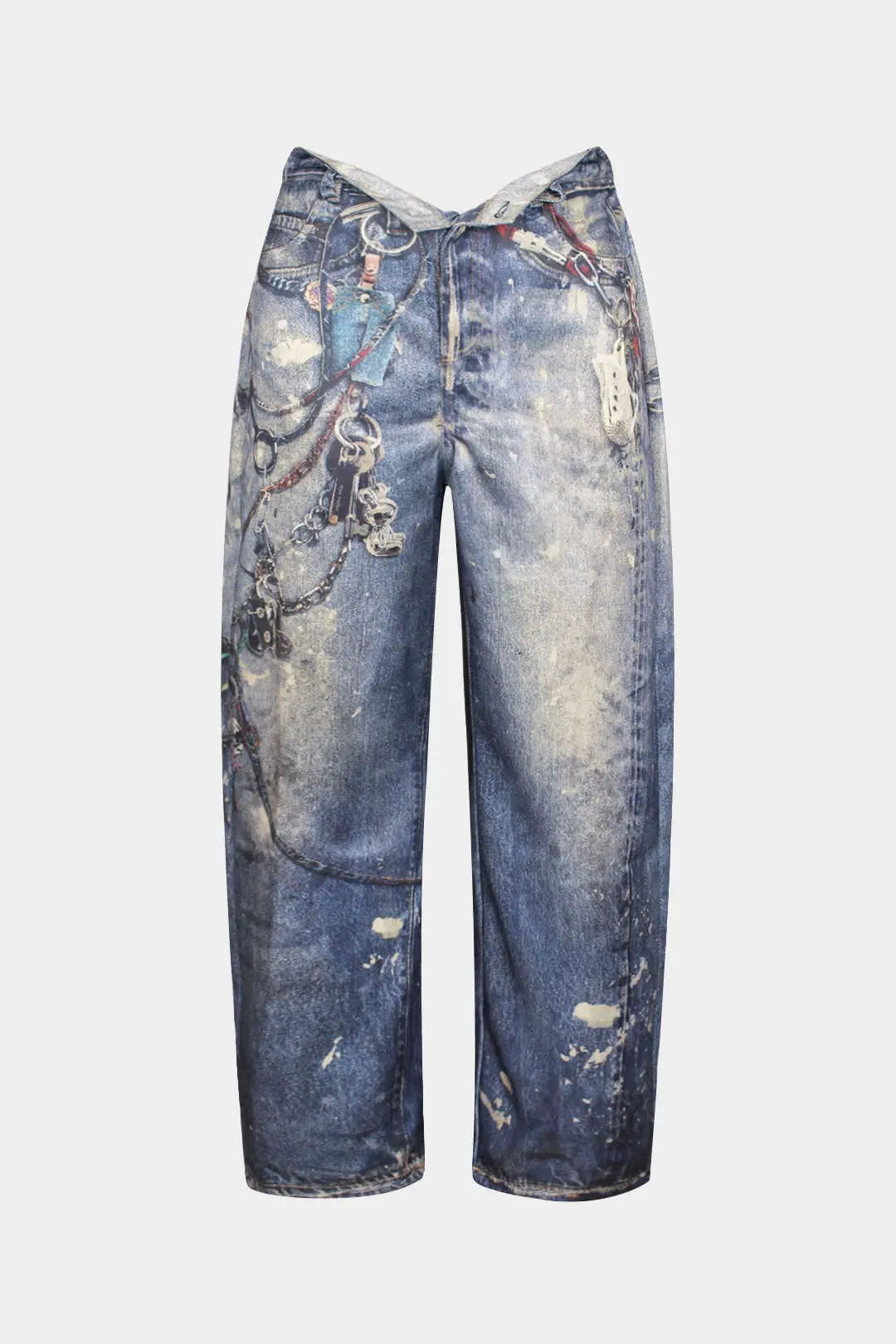 Color Block Button Wide Leg Trousers Dreamardi