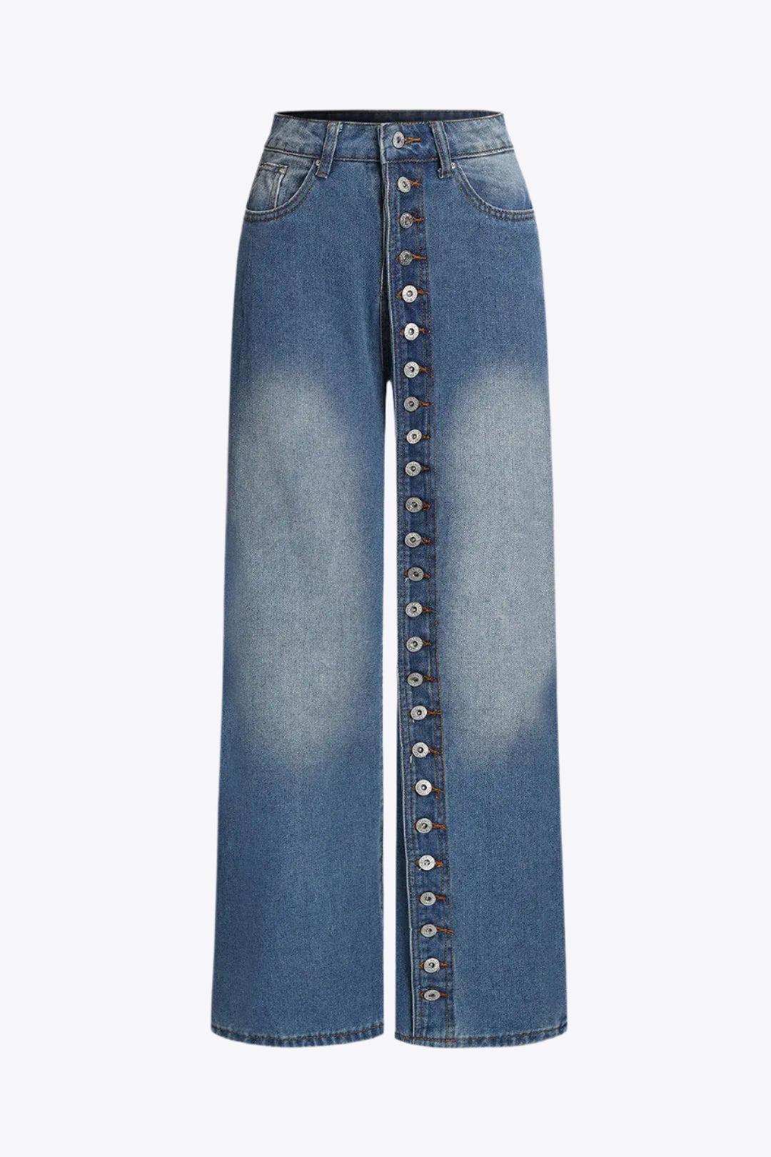 Denim Button High Waist Straight Leg Jeans Dreamardi