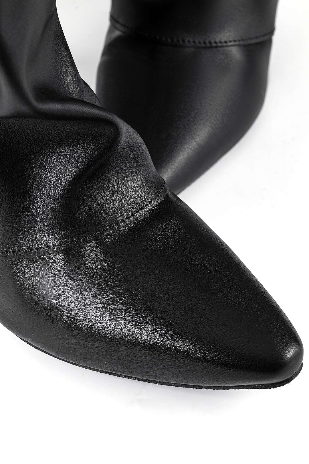 Faux Leather Almond Toe Mid Calf Boots Dreamardi