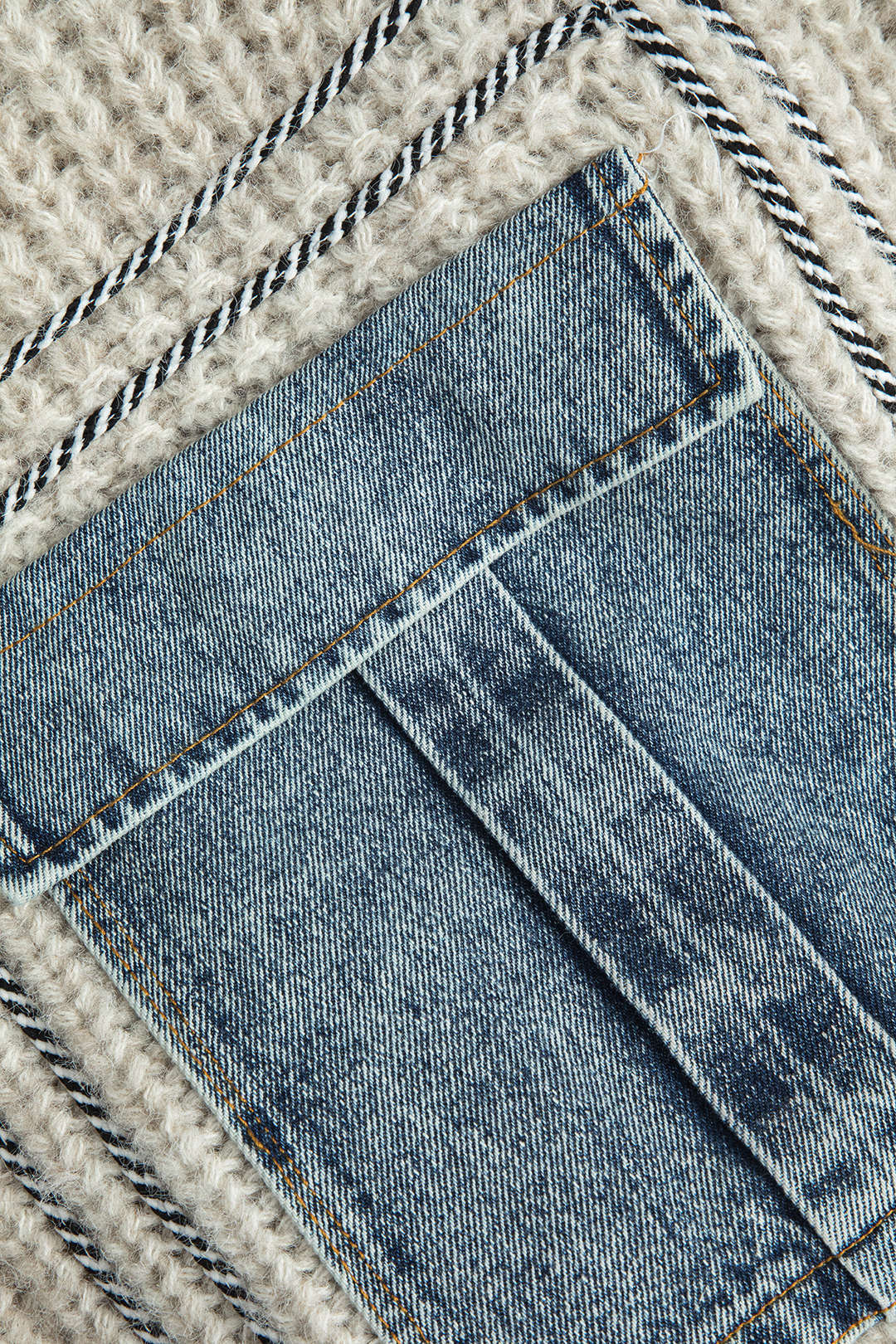 Denim Patchwork Button Pocket Sweater Cardigan Dreamardi