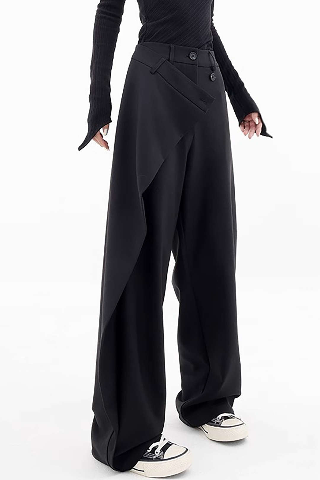 Draped Wrap Straight Leg Suit Pants Dreamardi