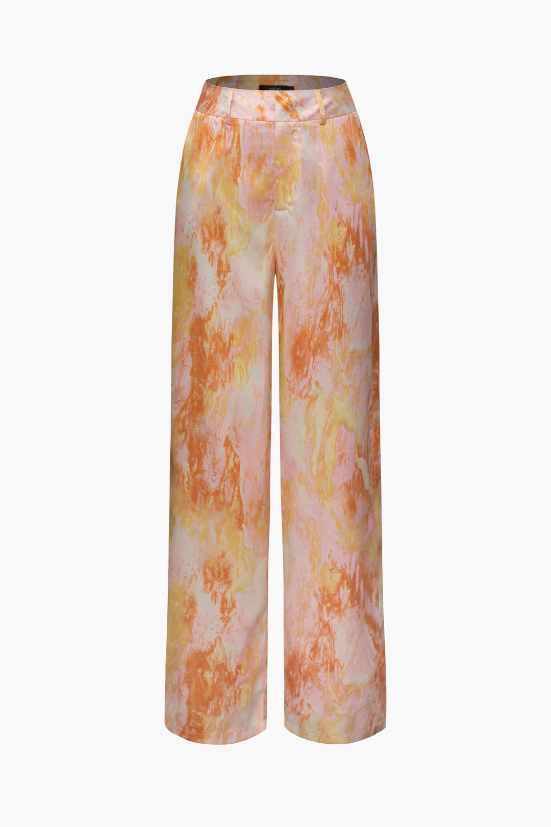 Marble Print High Waisted Full-length Straight Leg Pants Dreamardi
