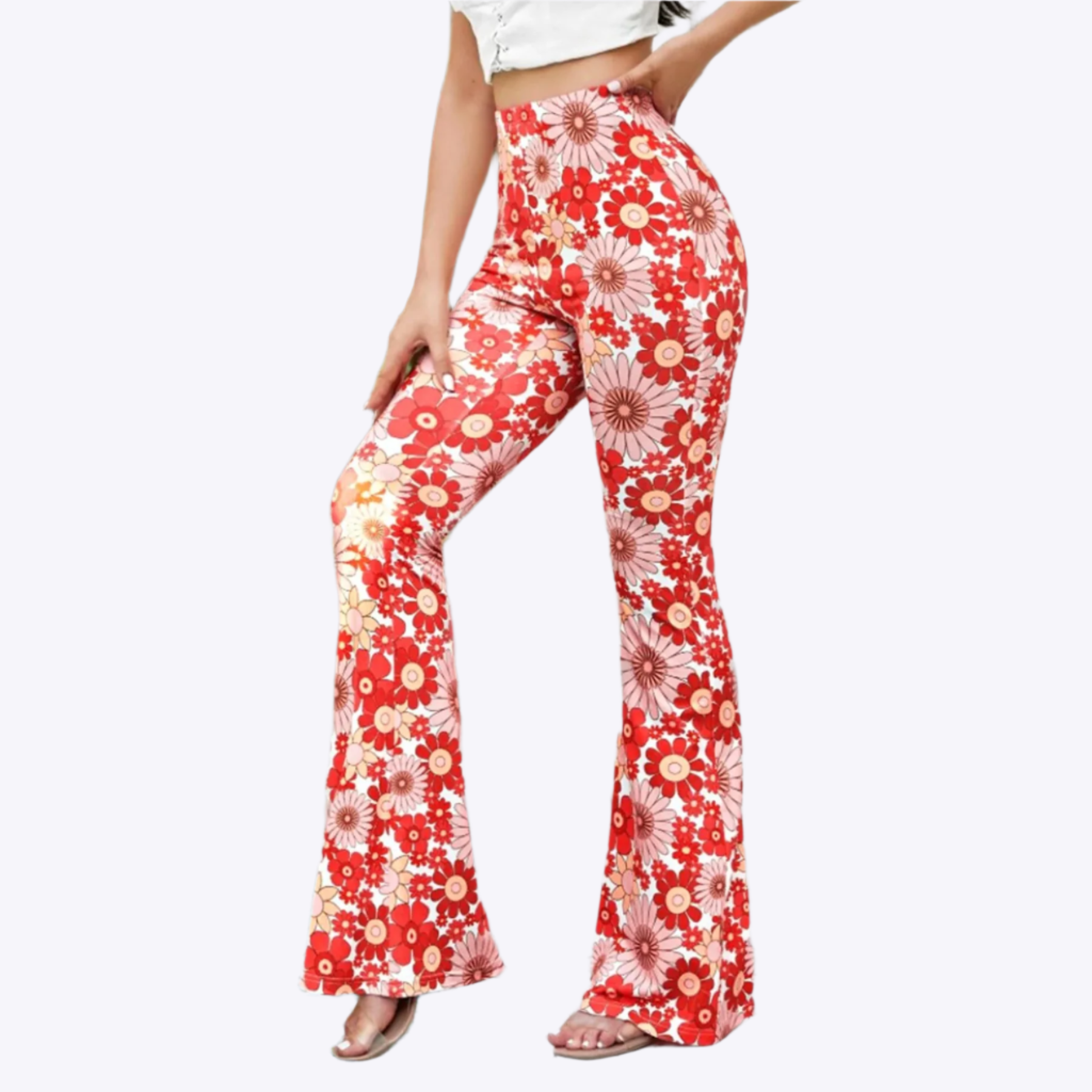 Dariela - Elegant Blossom Fit Woman's Flared Trousers