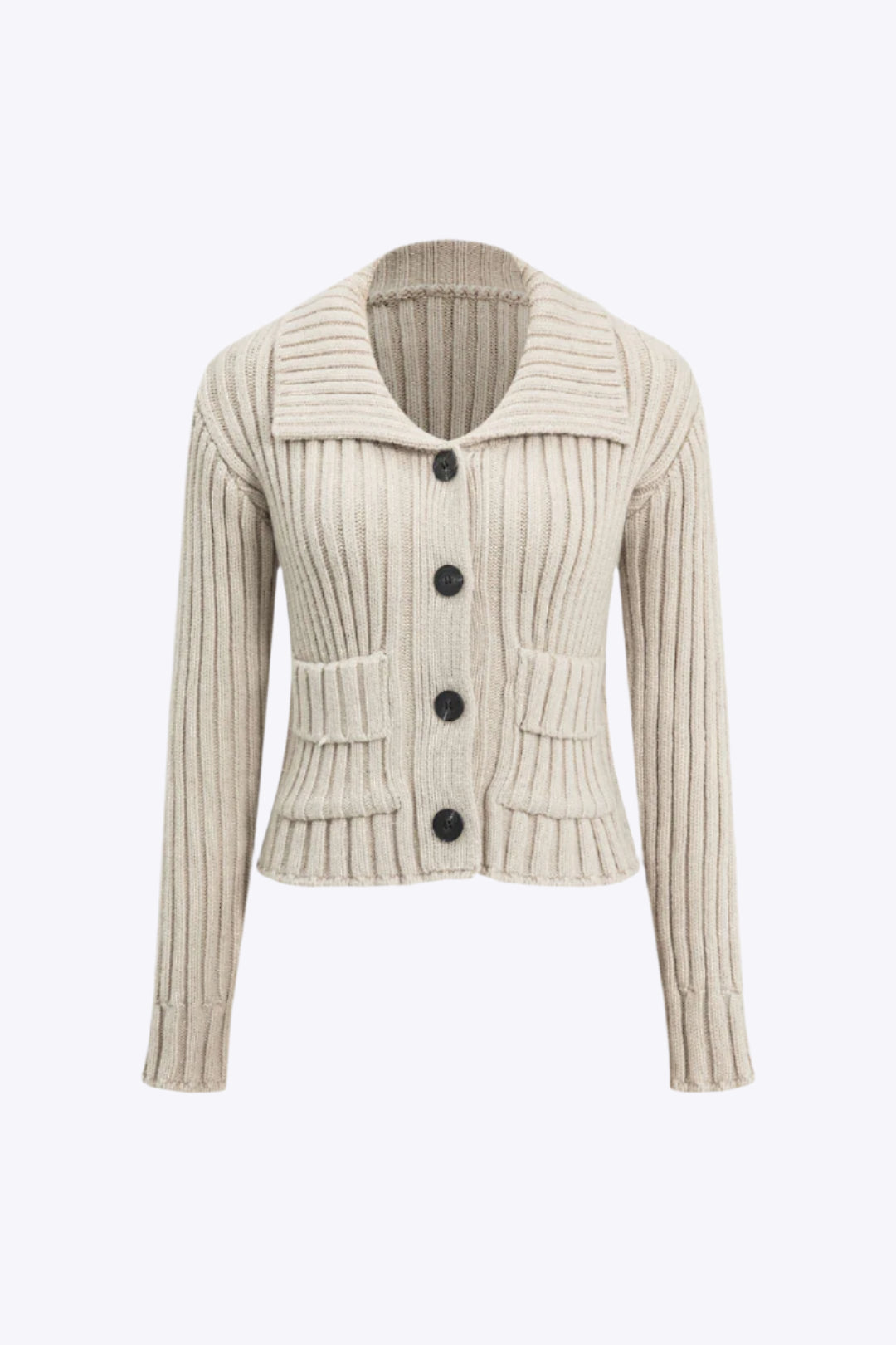 Ribbed Button-Front Pockets Sweater Cardigan Dreamardi