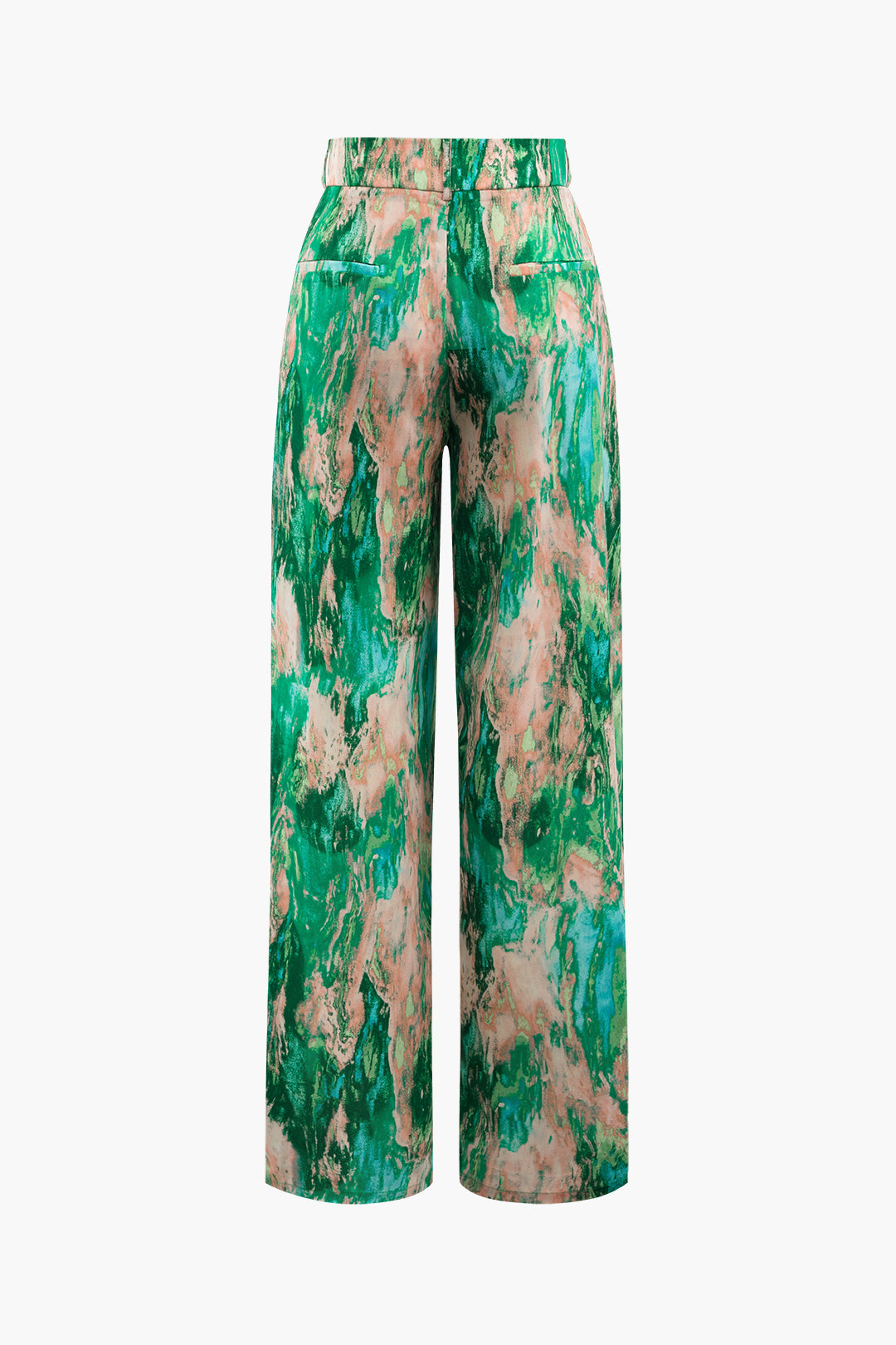 Marble Print High Waisted Full-length Straight Leg Pants Dreamardi